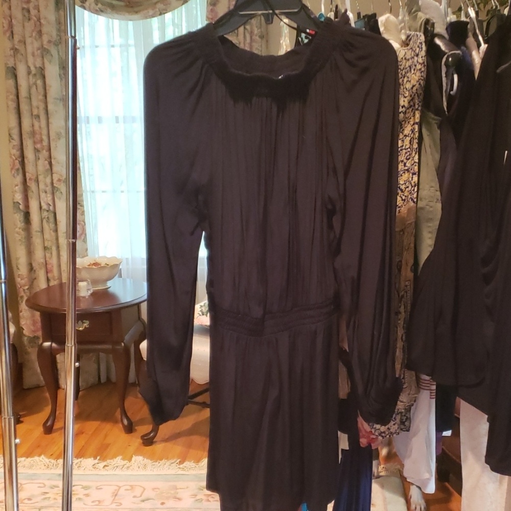 Black off the shoulder long sleeved dress